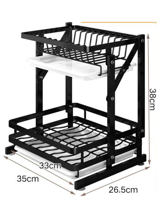 DRAMA HOME 2-Layer Dish Rack for Kitchen Black 38cm  - Image 4