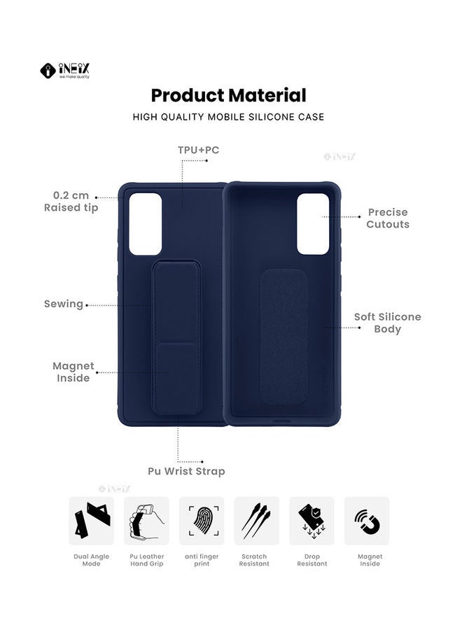 INEIX 3-in-1 Magnetic Wrist Strap Hand Grip with Stand Case Cover for Samsung Galaxy S20 FE Navy Blue - Image 2