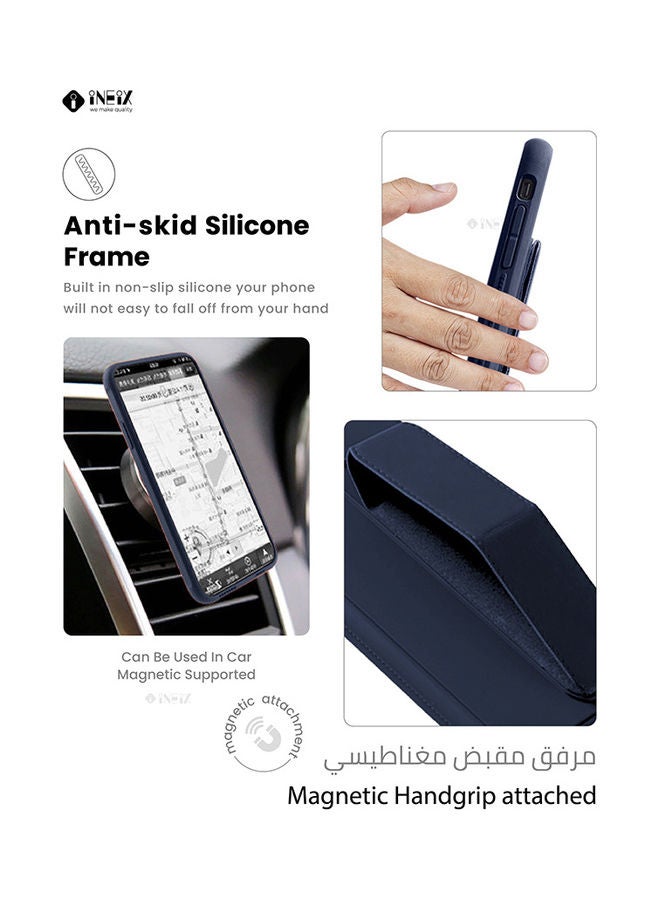 INEIX 3-in-1 Magnetic Wrist Strap Hand Grip with Stand Case Cover for Samsung Galaxy S20 FE Navy Blue - Image 3