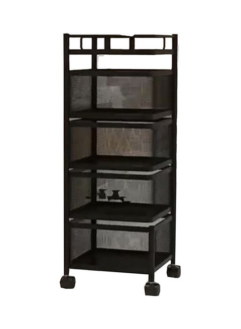 4-Layer Rotatable Storage Basket With Wheels Black 76cm