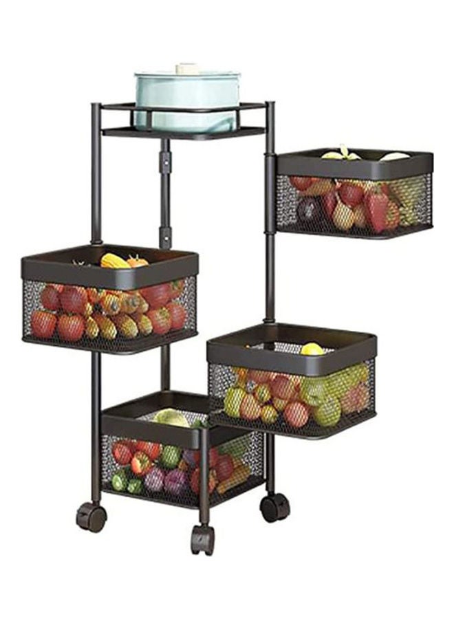 DRAMA HOME - 4-Layer Rotatable Storage Basket With Wheels Black 76cm - Image 1