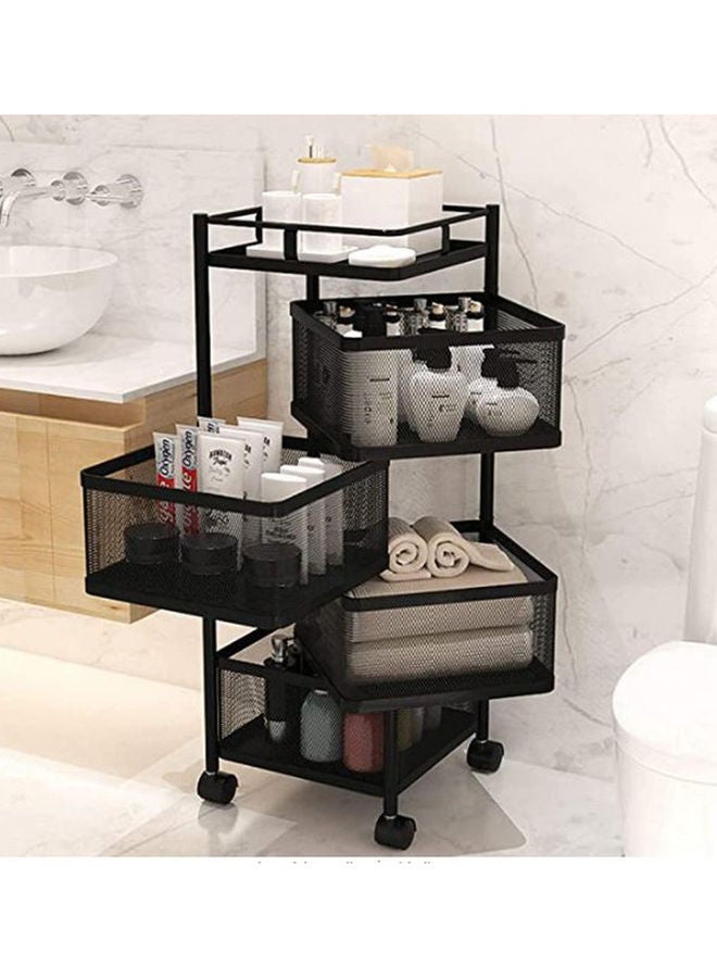 DRAMA HOME - 4-Layer Rotatable Storage Basket With Wheels Black 76cm - Image 1