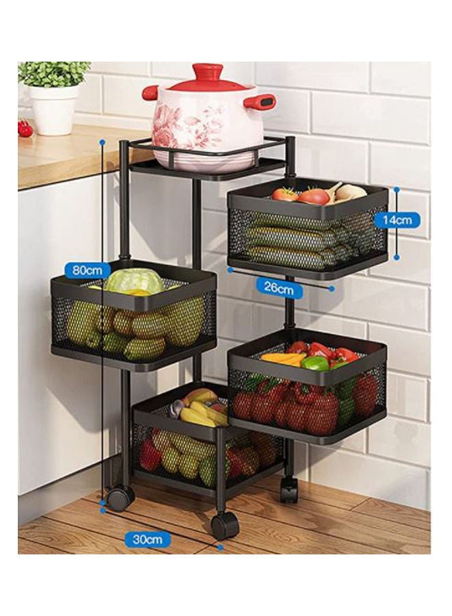 DRAMA HOME - 4-Layer Rotatable Storage Basket With Wheels Black 76cm - Image 1