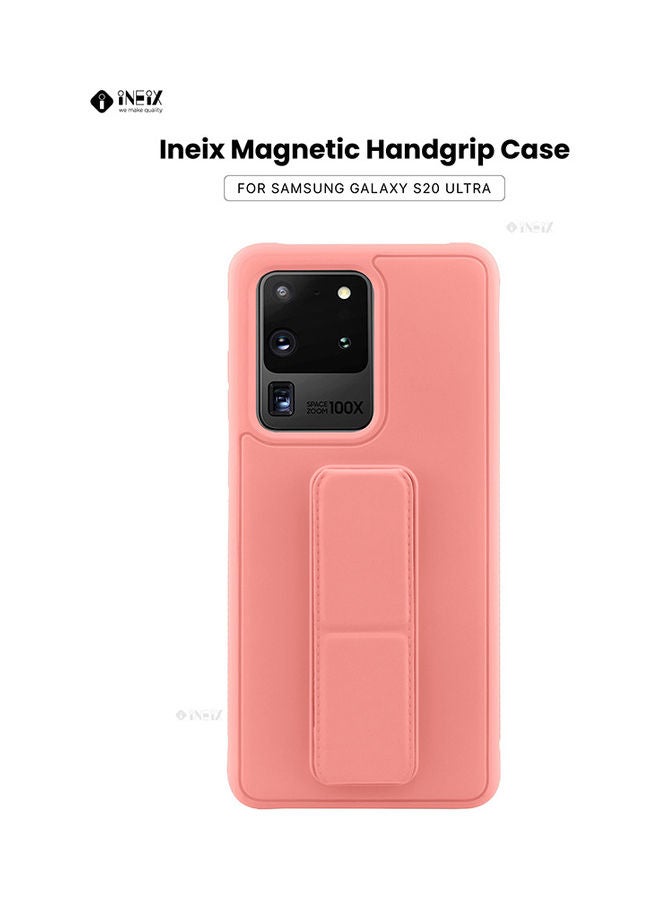 إينيكس غطاء حماية مع حزام معصم مغناطيسي ومقبض يد 3 في 1 لهاتف سامسونج جالاكسي S20 الترا وردي - Image 1