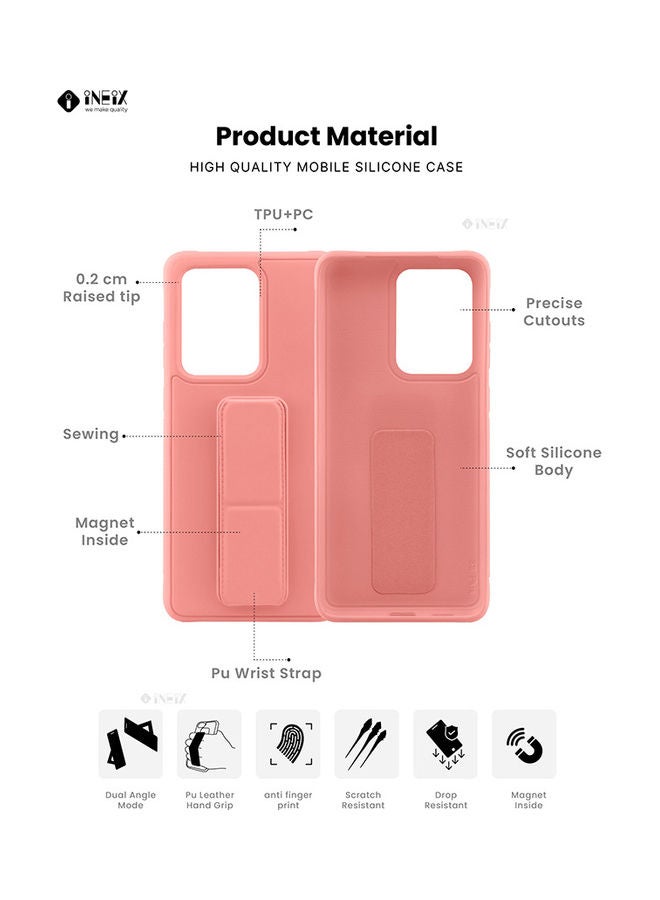 إينيكس غطاء حماية مع حزام معصم مغناطيسي ومقبض يد 3 في 1 لهاتف سامسونج جالاكسي S20 الترا وردي - Image 2