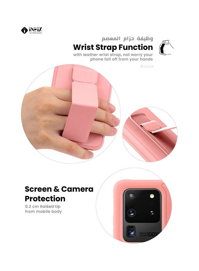 إينيكس غطاء حماية مع حزام معصم مغناطيسي ومقبض يد 3 في 1 لهاتف سامسونج جالاكسي S20 الترا وردي - Image 5
