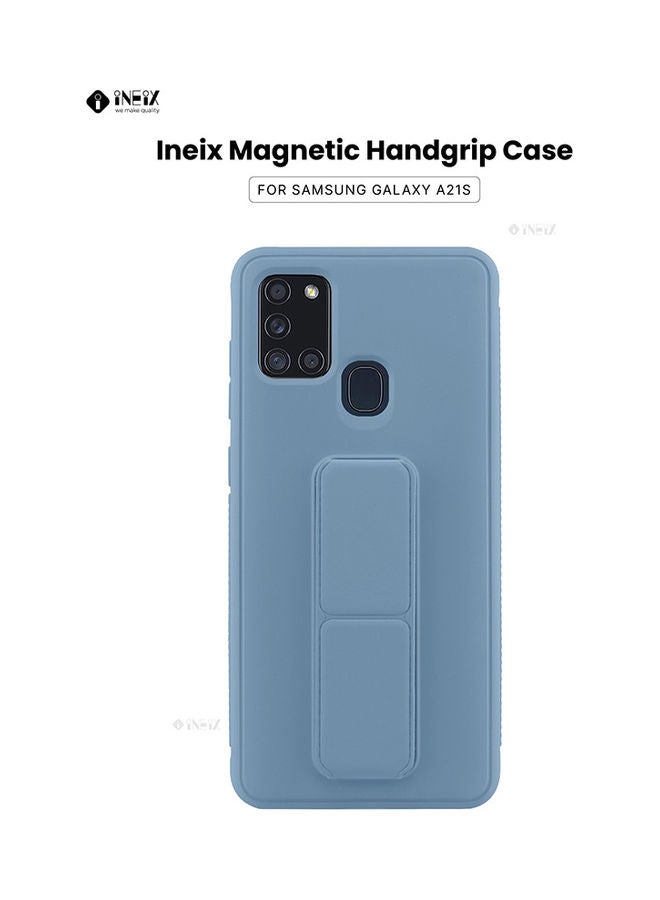 إينيكس غطاء حماية مع حزام معصم مغناطيسي وقبضة يد وحامل 3 في 1 لهاتف سامسونج جالاكسي A21s أزرق سماوي - Image 1