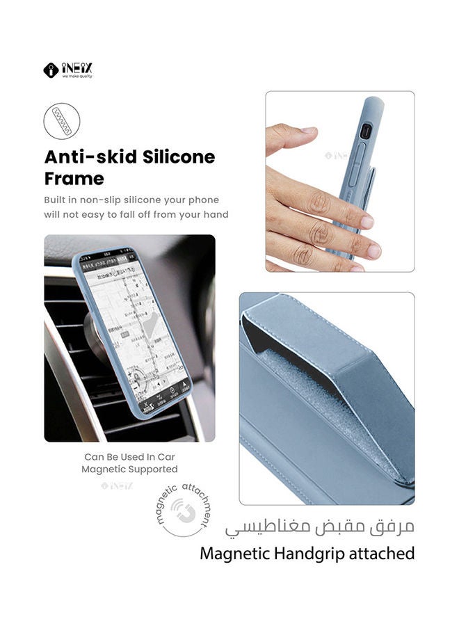 إينيكس غطاء حماية مع حزام معصم مغناطيسي وقبضة يد وحامل 3 في 1 لهاتف سامسونج جالاكسي A21s أزرق سماوي - Image 3
