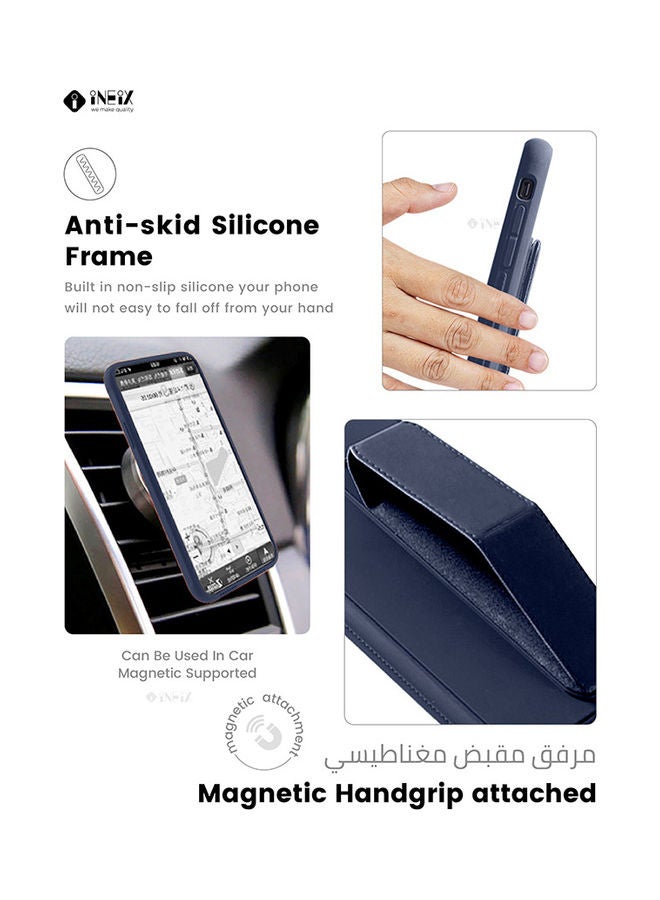 INEIX 3-in-1 Magnetic Wrist Strap Hand Grip with Stand Case Cover for Apple iPhone 11 Navy Blue - Image 3