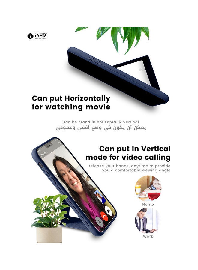 INEIX 3-in-1 Magnetic Wrist Strap Hand Grip with Stand Case Cover for Apple iPhone 11 Navy Blue - Image 4