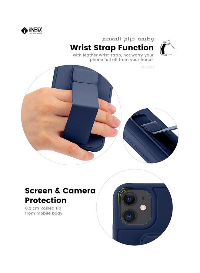 INEIX 3-in-1 Magnetic Wrist Strap Hand Grip with Stand Case Cover for Apple iPhone 11 Navy Blue - Image 5