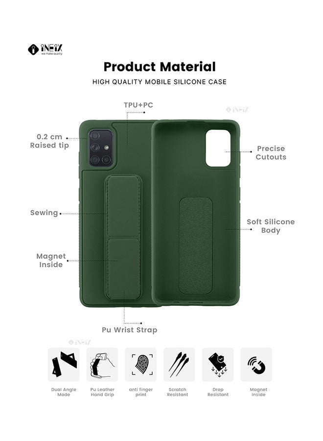 إينيكس غطاء حماية مع حامل مغناطيسي بسوار للمعصم ومقبض لليد 3 في 1 لهاتف سامسونج جالاكسي A71 إصدار 4G أخضر - Image 2