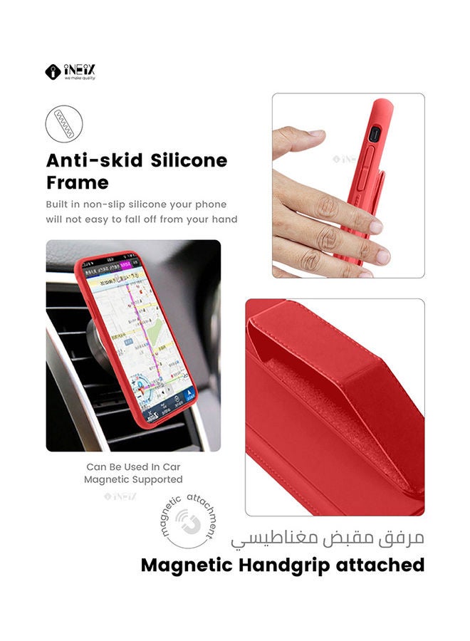 إينيكس غطاء حماية مع حامل مغناطيسي بسوار للمعصم ومقبض لليد 3 في 1 لهاتف سامسونج جالاكسي A71 إصدار 4G أحمر - Image 3