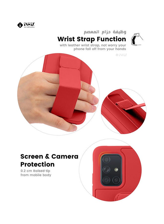 إينيكس غطاء حماية مع حامل مغناطيسي بسوار للمعصم ومقبض لليد 3 في 1 لهاتف سامسونج جالاكسي A71 إصدار 4G أحمر - Image 5