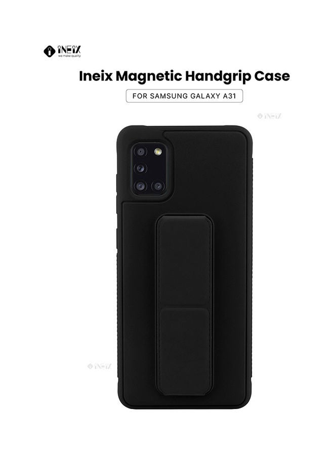 INEIX 3-in-1 Magnetic Wrist Strap Hand Grip with Stand Case Cover for Samsung Galaxy A31 Black - Image 1