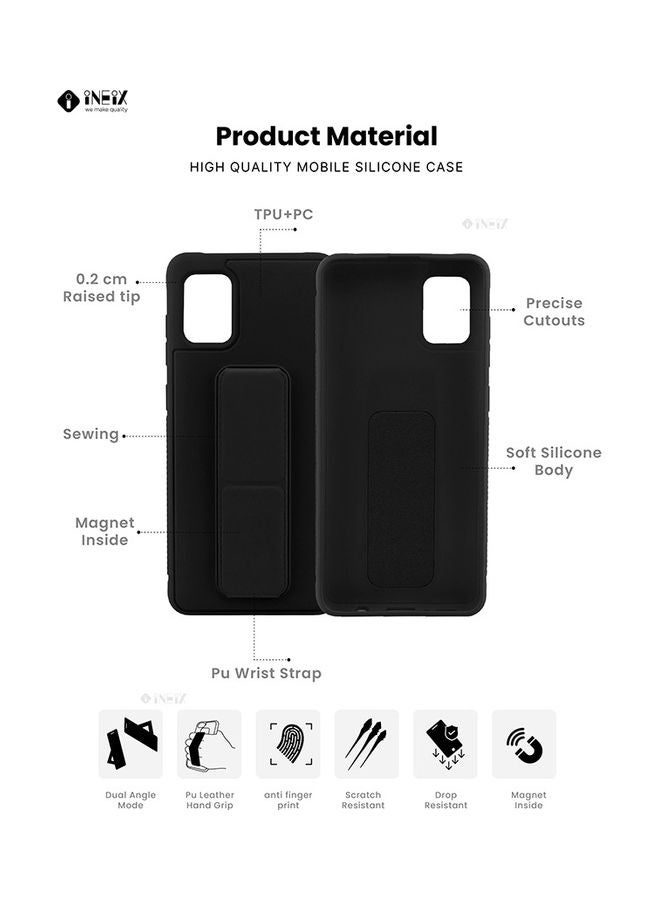 INEIX 3-in-1 Magnetic Wrist Strap Hand Grip with Stand Case Cover for Samsung Galaxy A31 Black - Image 2