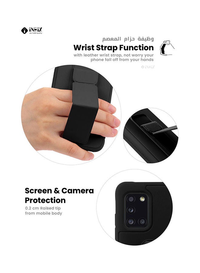 INEIX 3-in-1 Magnetic Wrist Strap Hand Grip with Stand Case Cover for Samsung Galaxy A31 Black - Image 5