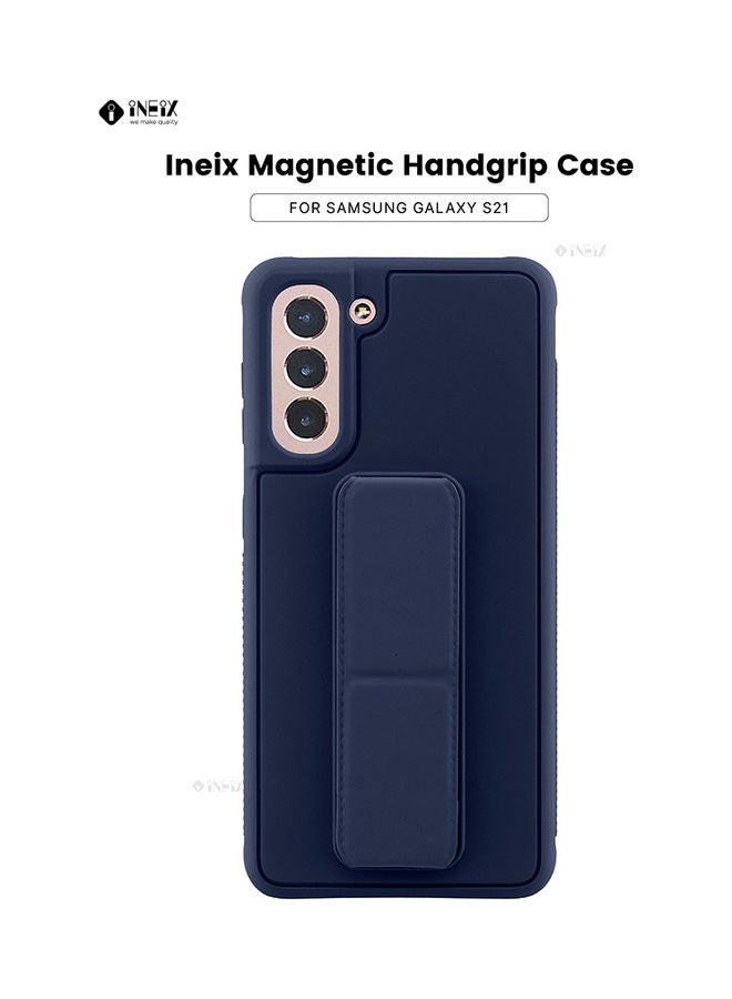 INEIX 3-in-1 Magnetic Wrist Strap Hand Grip with Stand Case Cover for Samsung Galaxy S21 Navy Blue - Image 1