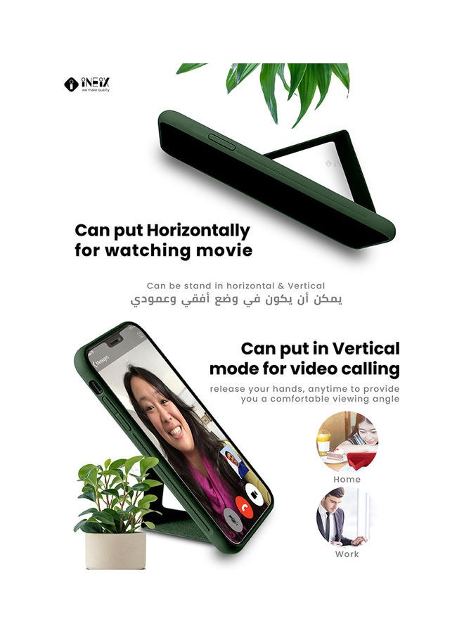 INEIX 3-in-1 Magnetic Wrist Strap Hand Grip with Stand Case Cover for Huawei Nova 7i Dark Green - Image 4