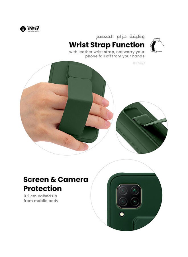 INEIX 3-in-1 Magnetic Wrist Strap Hand Grip with Stand Case Cover for Huawei Nova 7i Dark Green - Image 5