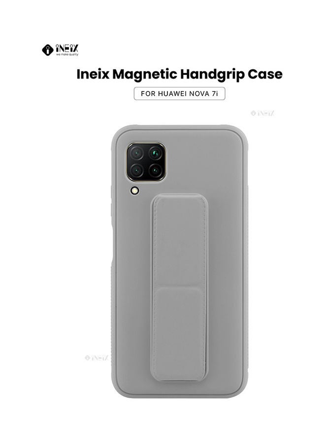INEIX 3-in-1 Magnetic Wrist Strap Hand Grip with Stand Case Cover for Huawei Nova 7i Grey - Image 1