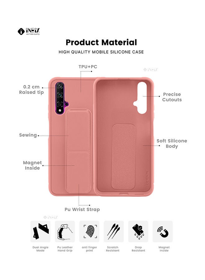 إينيكس غطاء حماية مع حزام معصم مغناطيسي وقبضة يد وحامل 3 في 1 لهاتف هواوي نوفا 5T وردي - Image 2