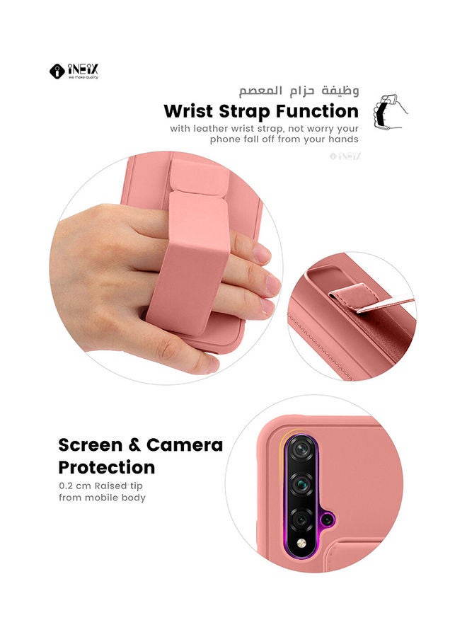 إينيكس غطاء حماية مع حزام معصم مغناطيسي وقبضة يد وحامل 3 في 1 لهاتف هواوي نوفا 5T وردي - Image 5