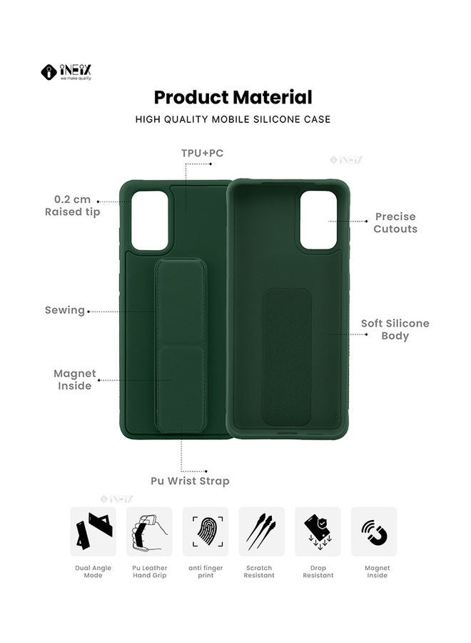 إينيكس غطاء حماية مع حامل مغناطيسي بسوار للمعصم ومقبض لليد 3 في 1 لهاتف سامسونج جالاكسي S20 بلس أخضر - Image 2