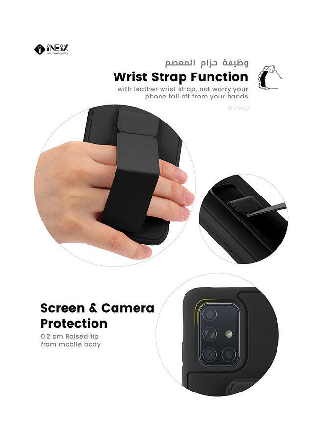 INEIX 3-in-1 Magnetic Wrist Strap Hand Grip with Stand Case Cover for Samsung Galaxy A71 4G Black - Image 5