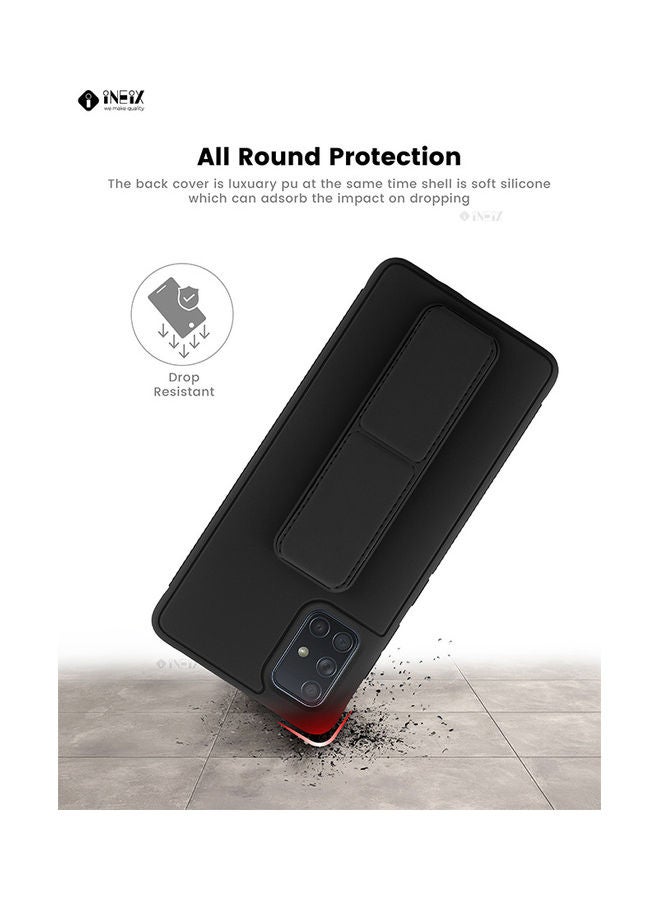 3-in-1 Magnetic Wrist Strap Hand Grip with Stand Case Cover for Samsung Galaxy A71 4G Black