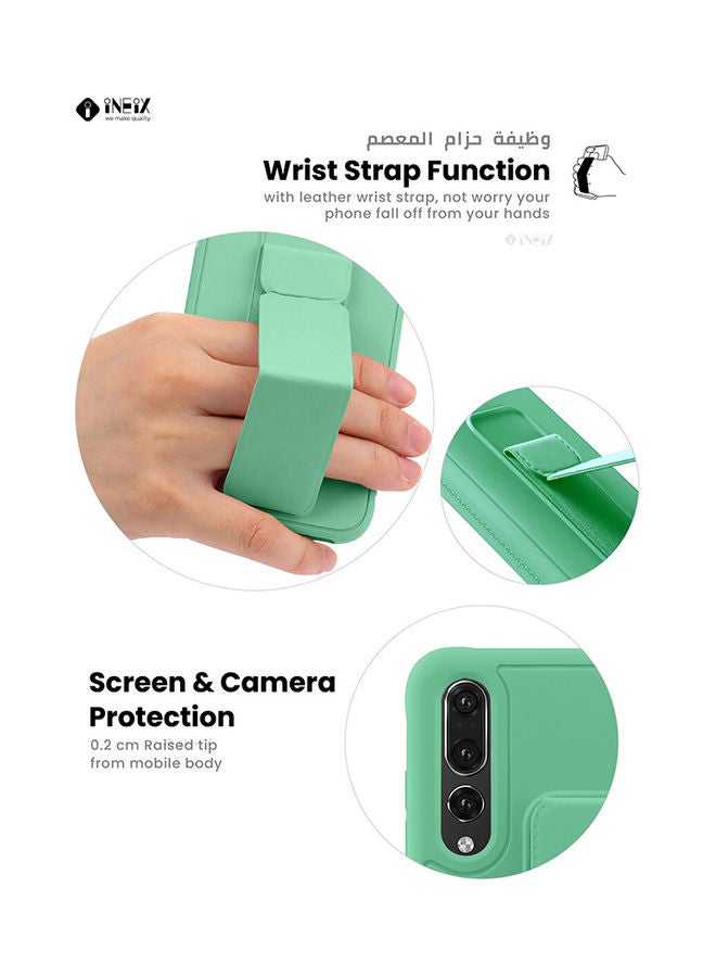 إينيكس غطاء حماية مع حزام معصم مغناطيسي وقبضة يد وحامل 3 في 1 لهاتف هواوي P20 برو أخضر - Image 5