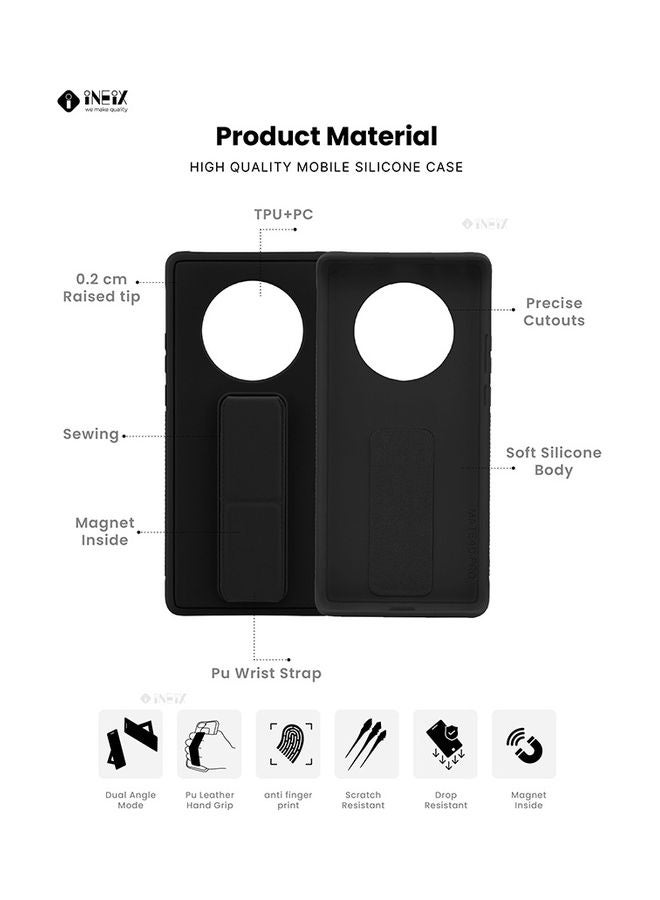 إينيكس غطاء حماية مع حزام معصم مغناطيسي وقبضة يد وحامل 3 في 1 لهاتف هواوي ميت 40 برو أسود - Image 2