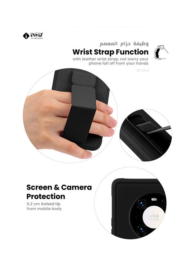 إينيكس غطاء حماية مع حزام معصم مغناطيسي وقبضة يد وحامل 3 في 1 لهاتف هواوي ميت 40 برو أسود - Image 5
