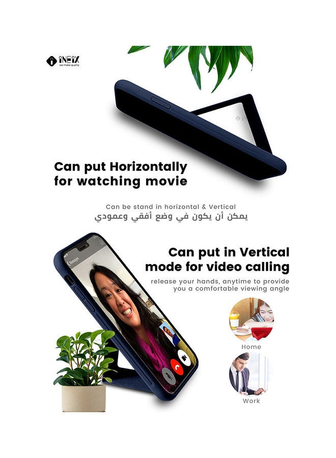 إينيكس غطاء حماية مع حامل مغناطيسي بسوار للمعصم ومقبض لليد 3 في 1 لهاتف سامسونج جالاكسي A71 إصدار 4G أزرق كحلي - Image 3