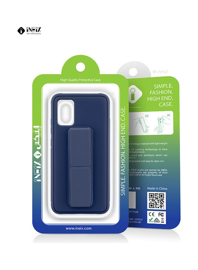 3-in-1 Magnetic Wrist Strap Hand Grip with Stand Case Cover for Samsung Galaxy A02s Navy Blue