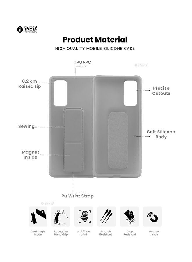 إينيكس غطاء حماية مع حزام معصم مغناطيسي وقبضة يد وحامل 3 في 1 لهاتف سامسونج جالاكسي S20 FE رمادي - Image 2