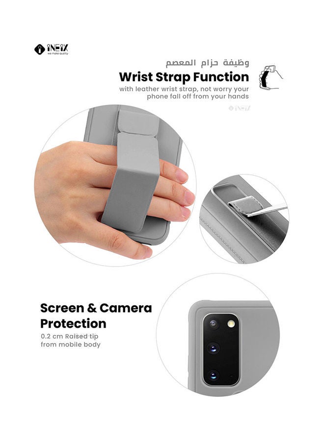 إينيكس غطاء حماية مع حزام معصم مغناطيسي وقبضة يد وحامل 3 في 1 لهاتف سامسونج جالاكسي S20 FE رمادي - Image 5