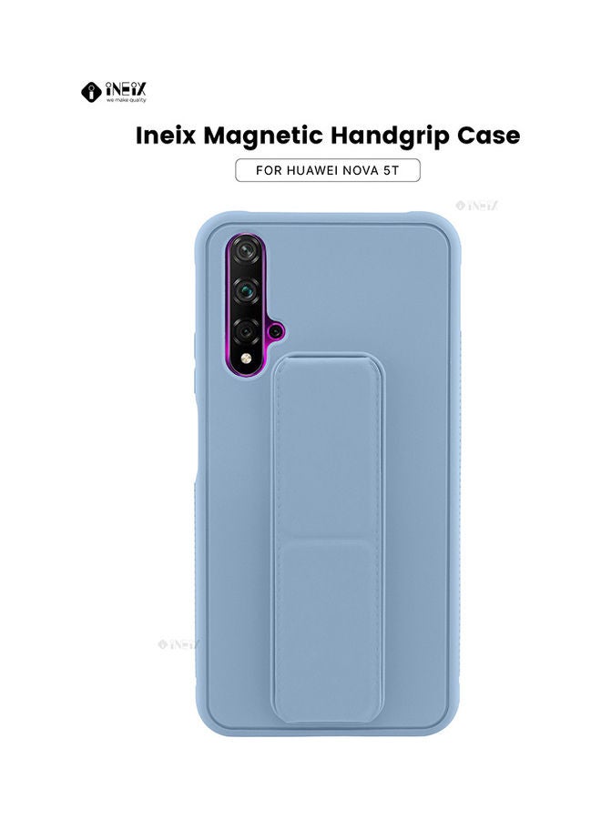 INEIX - 3-in-1 Magnetic Wrist Strap Hand Grip with Stand Case Cover for Huawei Nova 5T Light Blue - Image 1