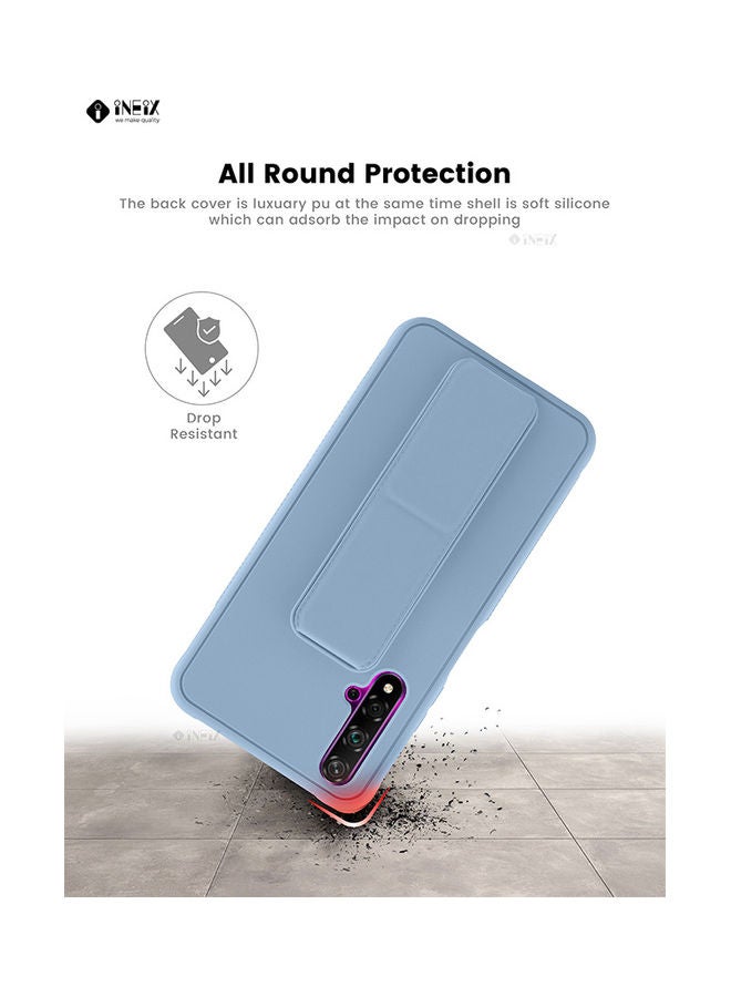 INEIX - 3-in-1 Magnetic Wrist Strap Hand Grip with Stand Case Cover for Huawei Nova 5T Light Blue - Image 1