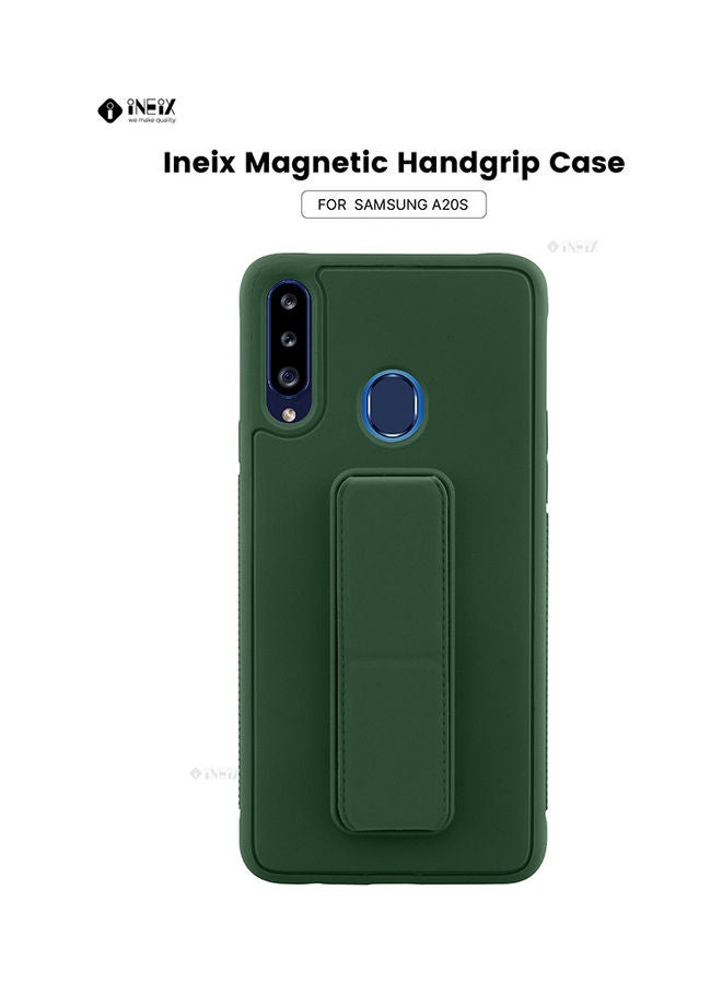 INEIX 3-in-1 Magnetic Wrist Strap Hand Grip with Stand Case Cover for Samsung Galaxy A20s Dark Green - Image 1