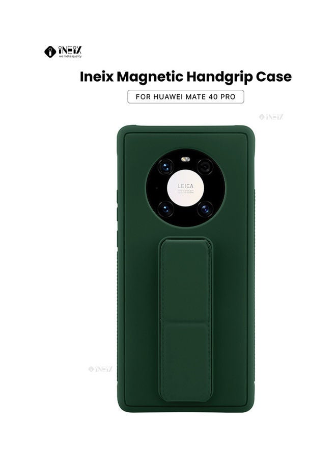 إينيكس غطاء حماية مع حزام معصم مغناطيسي وقبضة يد وحامل 3 في 1 لهاتف هواوي ميت 40 برو أخضر داكن - Image 1
