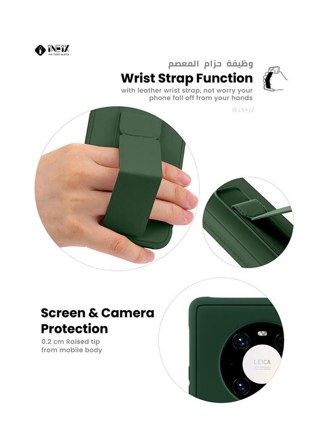 إينيكس غطاء حماية مع حزام معصم مغناطيسي وقبضة يد وحامل 3 في 1 لهاتف هواوي ميت 40 برو أخضر داكن - Image 5