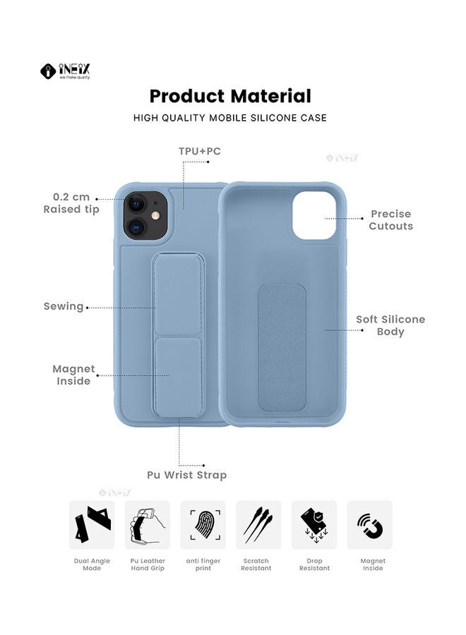 INEIX 3-in-1 Magnetic Wrist Strap Hand Grip with Stand Case Cover for Apple iPhone 11 Sky Blue Sky Blue - Image 2