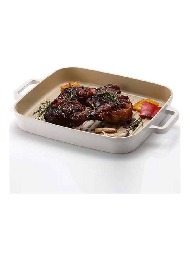 Neoflam FIKA Cast Induction Rectangular Grill Pan Off-White 28cm  - Image 4