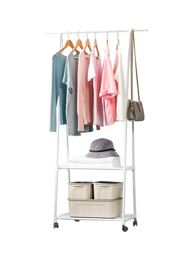 Multi-Function Triangle Coat Rack With Wheels White  - Image 1