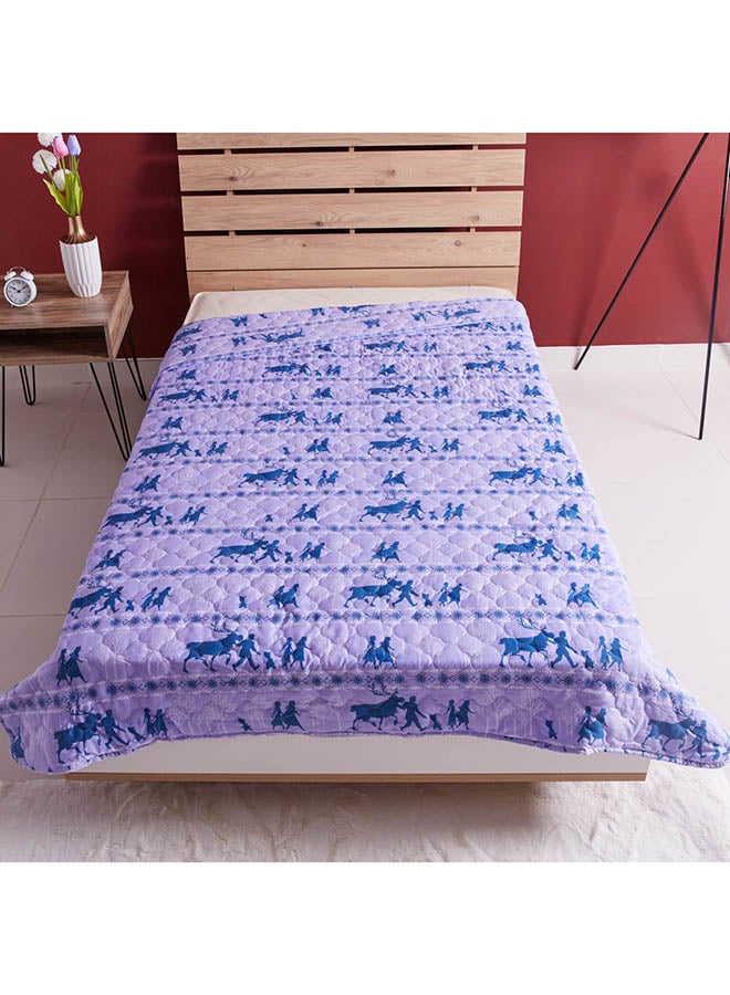 Printed Frozen Quited Bedspread Polyester Purple/Blue 160x220x5cm - v1632115230/N33005462A_2