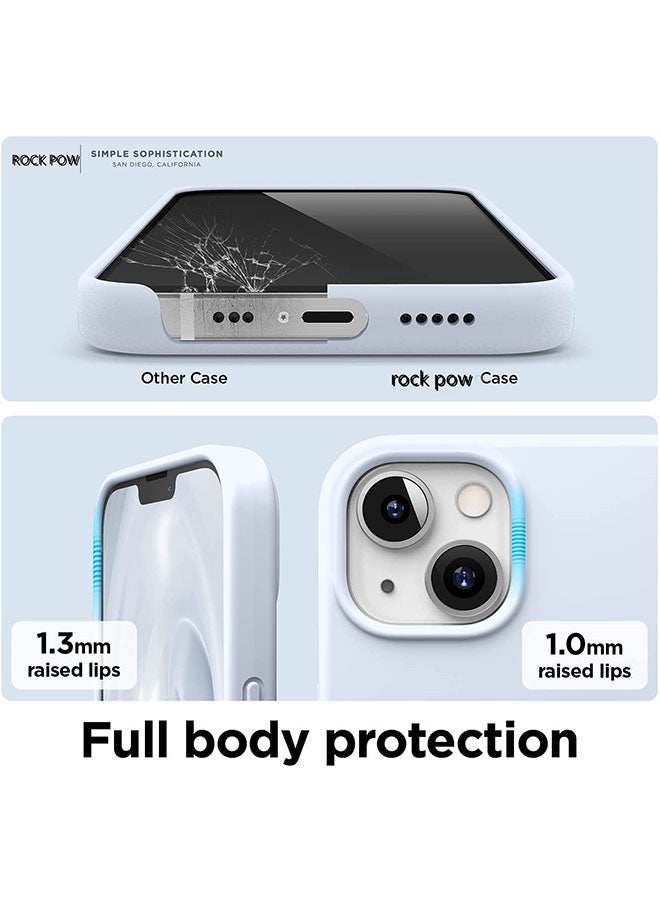 روك بو غطاء حماية لهاتف آيفون 13 ميني مقاس 5.4 بوصات مصنوع من مادة السيليكون السائلة أزرق فاتح - Image 5