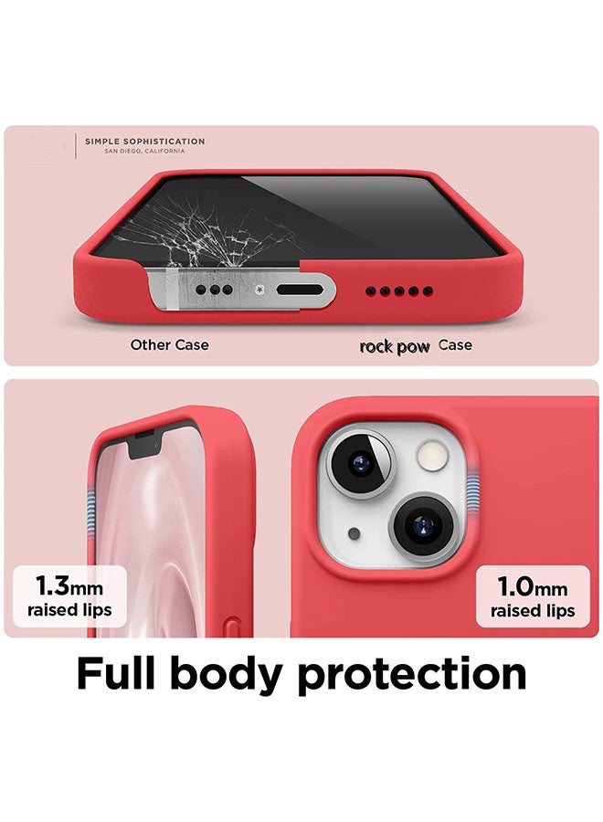 روك بو غطاء حماية لهاتف آيفون 13 ميني مقاس 5.4 بوصات مصنوع من مادة السيليكون السائلة أحمر - Image 5