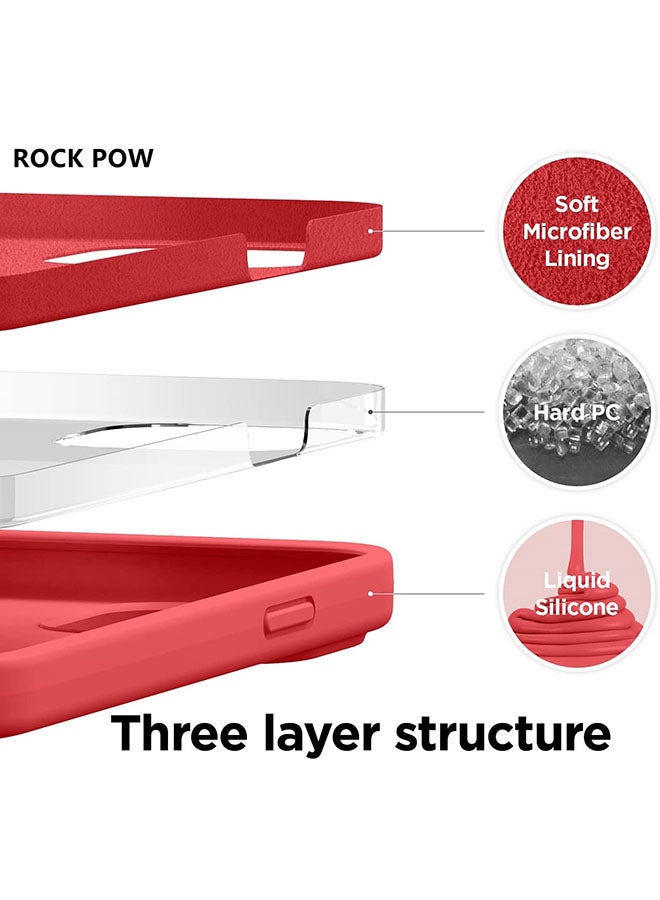 روك بو غطاء حماية من السيليكون السائل لهاتف أبل آيفون 13 برو أحمر - Image 4