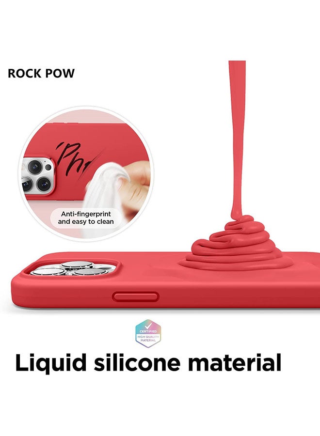 روك بو غطاء حماية من السيليكون السائل لهاتف أبل آيفون 13 برو ماكس أحمر - Image 3